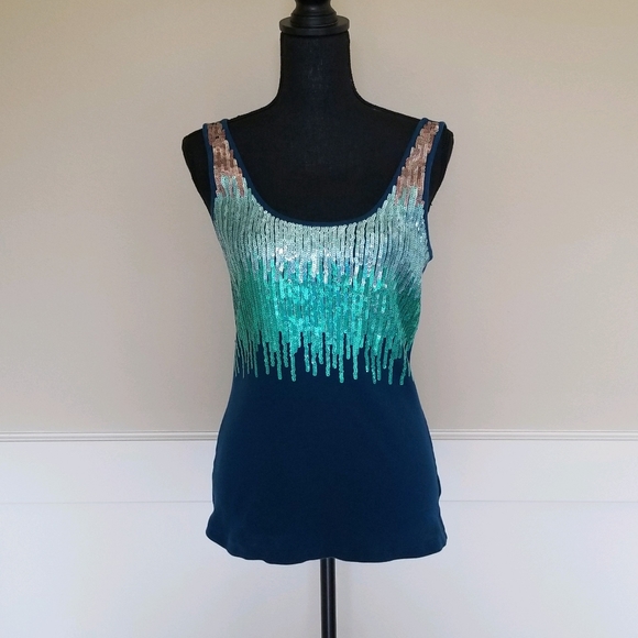 Express Tops - EXPRESS OMBRE SEQUINNED TANK